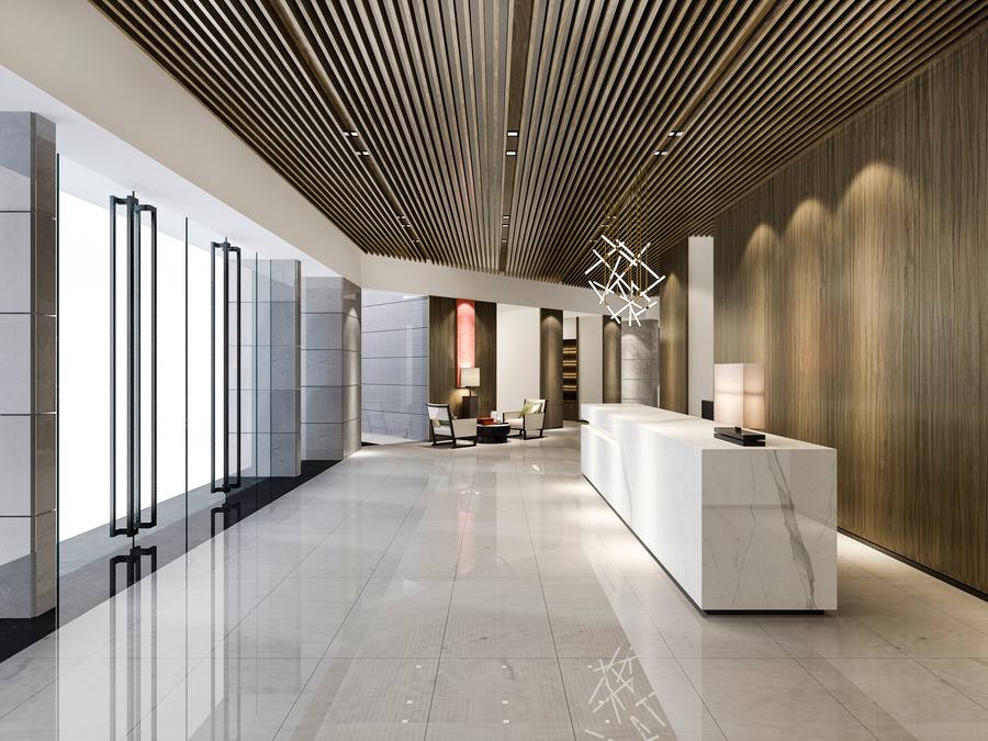 Bright, modern residential lobby
